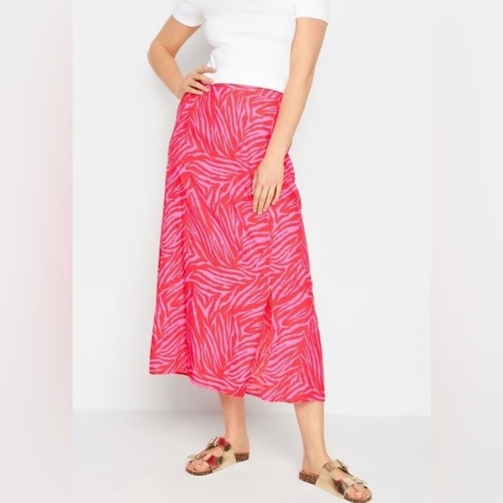 Long Tall Sally Tall Pink Zebra Print Midi Skirt 12 NWT - Picture 2 of 16